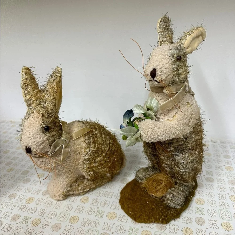 Vintage Bunny Decor Pair - Picture 1 of 6